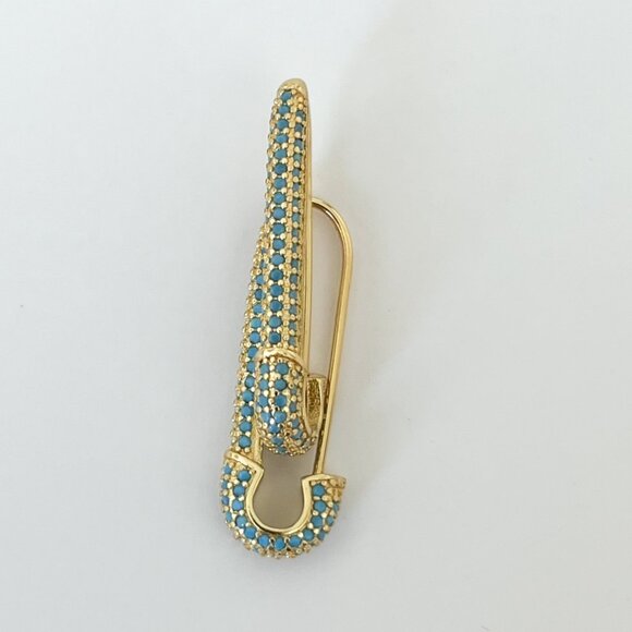 Mana Culture Turquoise Safety Pin Earrings - Picture 3 of 4